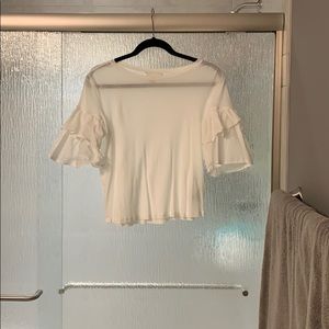 Ruffle sleeve H&M White T-shirt